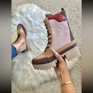 Tan Colorblock Boots